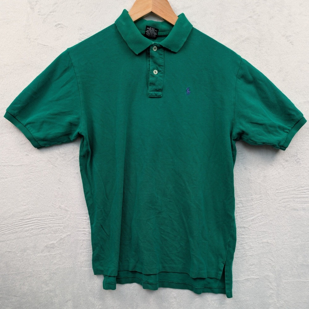 VTG Polo Ralph Lauren Polo Men's XL Green Pique Cotton Embroidered Preppy 90s